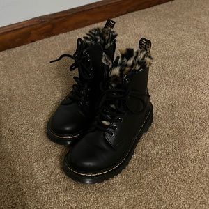 Girls size 13 lace up cheetah fur lined Doc Martens
